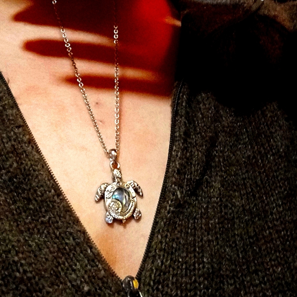 Vintage one of a kind bohemian turtle pendant necklace